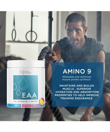 NOVA PHARMA EAA Supplement - Muscle Recovery Supplements - Amino Acids - 30 Servings - 4 Flavors (Pink lemonade) - Buy Online on GoSupps.com