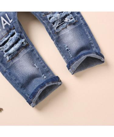 KIDSCOOL SPACE Baby Ripped Jean Toddler Elastic Waist Distressed Denim Pants - Blue (6-12 Months) - Buy Online on GoSupps.com