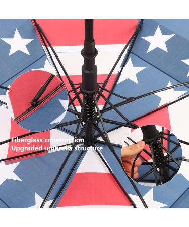 LLanxiry 68 Inch American Flag Golf Umbrella - Windproof, Automatic Open, Double Canopy, Vented Stick Umbrella for Men and Women - Buy Online on GoSupps.com