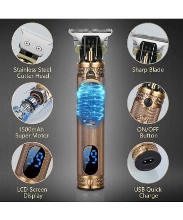 URAQT Cordless Hair Clippers for Men - Beard Trimmer with T-Blade Precision, Grooming Kit with Guide Combs and Hair Combs (Gold) - Buy Online on GoSupps.com