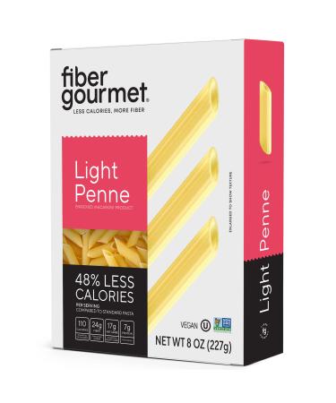 Fiber Gourmet Pasta - Light Penne Pasta - Fiber-Rich, Low Calorie Healthy Pasta - Made in USA, Kosher, Vegan Certified, Non-GMO and Has Zero Artificial Colors or Flavoring - 8 Oz (Pack of 6) 8 Ounce (Pack of 6)