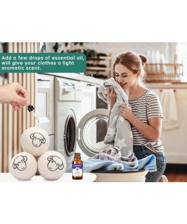 Natural 100% New Zealand Wool Dryer Balls - 6 Pack with Essential Oils | Reduce Drying Time & Wrinkles - Buy Online on GoSupps.com