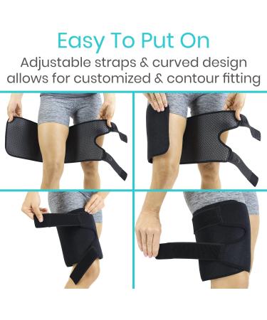 Vive Thigh Brace - Adjustable Compression Sleeve for Hamstring Quad Support - Ideal for Muscle Sprains, Tendinitis, Sciatica, and Sports Recovery - Men Women (Black) - Buy Online on GoSupps.com