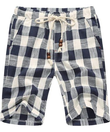 Shop Cewifo Men's Cropped Summer Shorts - Lightweight Linen Pants with Elastic Band No Inside Briefs A3-Blue 3XL - Buy Online on GoSupps.com