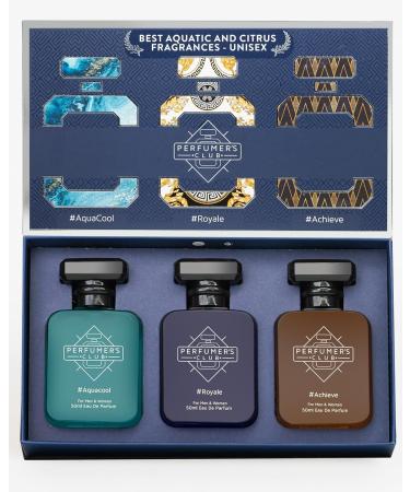 P.E.R.F.U.M.E.R.S. C.L.U.B. Spray Best Fragrance For Unisex - Aquatic And Citrus Gift Set Of 3 (Aquacool + Royale + Achieve) | | Rakhi Gift For Brother | Friendship Day Gift 150 Ml