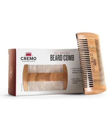 Cremo Dual-Sided Beard Comb for Grooming and Shaping Facial Hair - Made from Verawood To Prevent Snags and Static