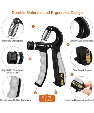 Adjustable Hand Grip Strengthener, Finger Stretcher & Trainer for Muscle Building, Therapy & Pain Relief - Arthritis & Carpal Tunnel Support - Buy Online on GoSupps.com