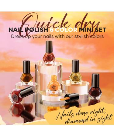 Modelones Fall Nail Polish Set - 6 Colors Gold Yellow Glitter Quick Dry Kit for DIY Manicure & Nail Art - Perfect Gift for Women & Moms - Buy Online on GoSupps.com