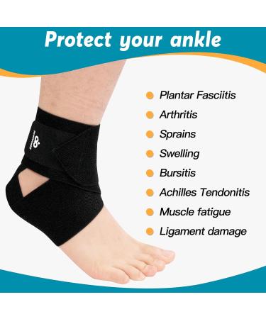 INDEEMAX Ankle Support Brace Adjustable Ankle Wraps for Man and Women Ankle Straps for Plantar Fasciitis Achilles Tendonitis Arthritis Ligament damage Injury Recovery Single Black One Size Black1 - Buy Online on GoSupps.com