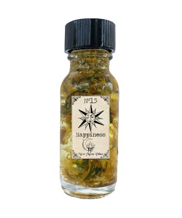 Happiness Oil by New Moon Vibes - Joy Bliss Harmony Positivity Contentment Peace Tranquility Balance Spells Conjure Rituals - Handmade with Essential Oils & Herbs- Wicca Pagan Hoodoo Magick