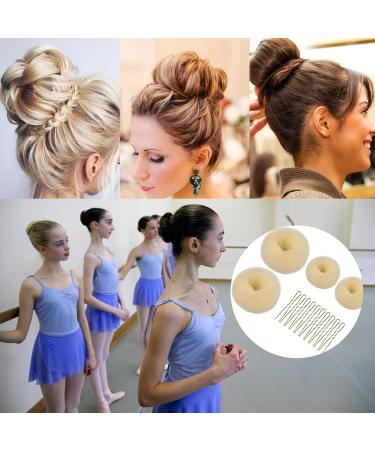 Blonde Hair Donut Bun Maker Set with Hair Pins - 4Pcs Doughnut Bun Ring Style | Hair Donut Blonde Accessories for Girls Kids - Buy Online on GoSupps.com