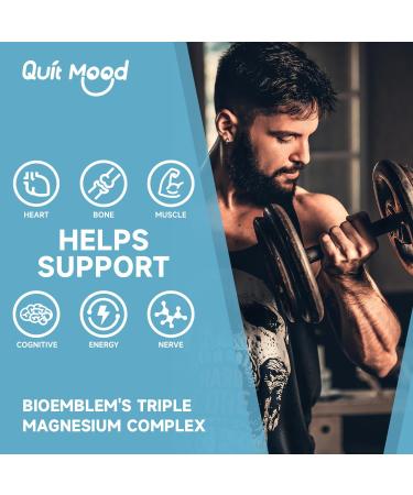Quitmood Triple Magnesium Complex | 300mg of Magnesium Glycinate Malate & Citrate for Muscles Nerves & Energy | High Absorption | Vegan Non-GMO | 90 Capsules - Buy Online on GoSupps.com