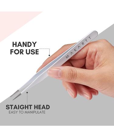 Makartt 2Pcs Straight Nail Tweezers - Precision Metal Tweezers for Nail Art, Rhinestones, Acrylic, Gel, Stickers, Eyelash Extensions - Buy Online on GoSupps.com