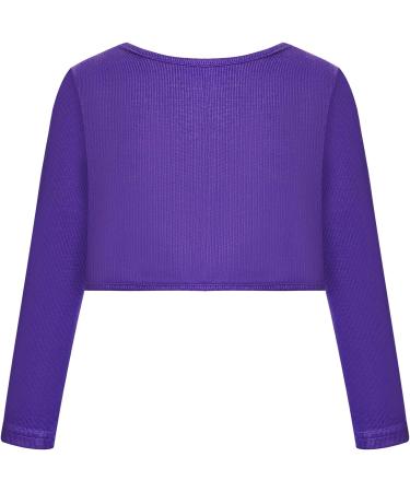 Bonny Billy Girls Cardigan Long Sleeve Knitted Cotton Bolero Shrug - Dark Purple (7-8 Years) | Kids Clothing - Buy Online on GoSupps.com