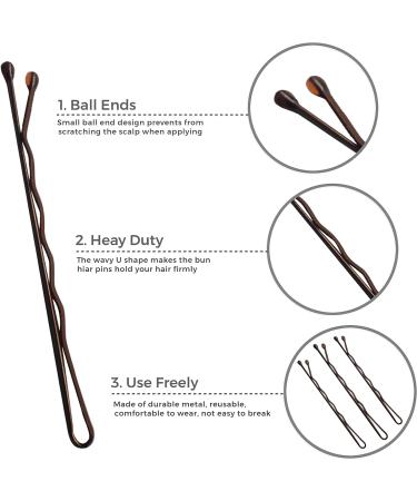 Brown & Blonde Hair Pins Set - 100 Pcs Bobby Pins & 120 Hair Bands for Bun Hairstyles - Buy Online on GoSupps.com