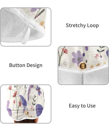 Buy Cartoon Purple Butterfly Hair Towel 2 Pack - Super Absorbent Quick Dry Turbans for Women & Girls | International Shipping Available - Buy Online on GoSupps.com