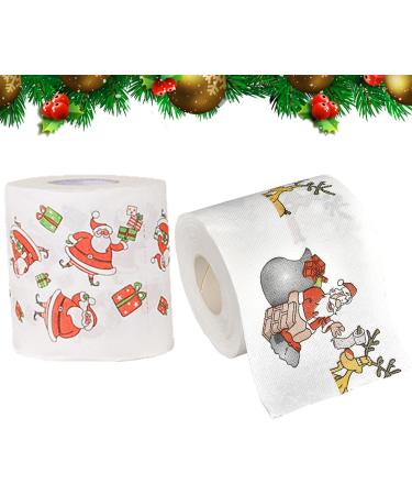 2 Rolls Christmas Toilet Paper Santa Claus Printed Christmas Toilet Roll Funny Merry Xmas Toilet Paper Bulk for Bathroom Decor Stocking Stuffers Party Favors - Buy Online on GoSupps.com