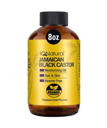 iQ Natural Jamaican Black Castor Oil for Hair Growth and Skin Conditioning  100% Pure Cold Pressed  Scalp  Nail and Hair Oil - (Unscented) (8oz) REGULAR
