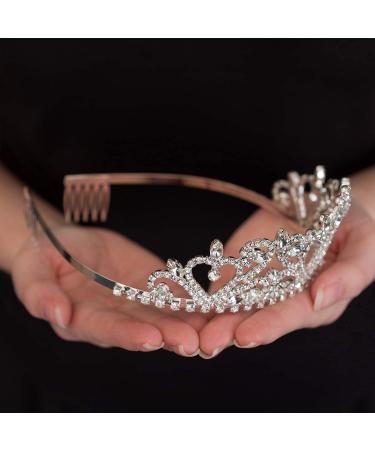 Ella Celebration 21st Birthday Tiara - Silver Heart Crown Headband for Women - Buy Online on GoSupps.com