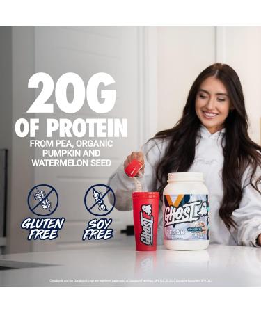GHOST Vegan Protein Powder Cinnabon - 2lb 20g of Protein - Plant-Based Pea & Organic Pumpkin Protein - Post Workout & Nutrition Shakes Smoothies & Baking - Soy & Gluten-Free - Buy Online on GoSupps.com