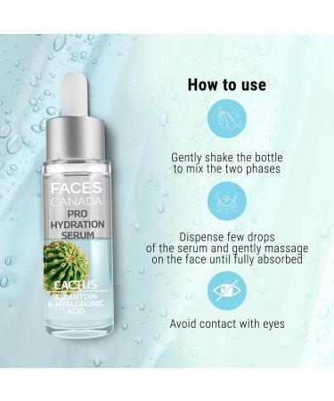 FA...CES//CANADA Pro Hydration Serum 27ml | Cactus Allantoin & Hyaluronic Acid | Biphasic Face Serum | Hydrates Soothes Moisturizes For Younger-Looking Smooth & Plump Skin - Buy Online on GoSupps.com