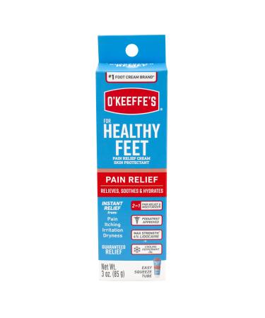O'Keeffe's for Healthy Feet Pain Relief Skin Protectant Cream 3 Ounce Tube (Pack of 1) Foot Pain Relief Cream Cooling Foot Cream