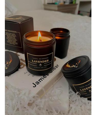 Three Reindeers Aromatherapy Delight Candle - 9oz Black Soy Wax Jar with Wood Wicks | Long-Lasting Lavender Scent | International Shipping Available - Buy Online on GoSupps.com