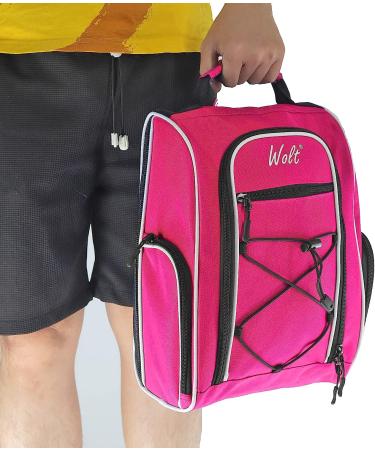 WOLT Golf Shoe Bag - Ventilated Sports & Travel Carrier with Double Accessory Pocket for Women and Men - Pink - Buy Online on GoSupps.com