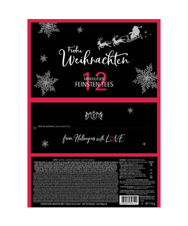 Hallingers Merry Christmas Tea Gift Set - 12 Vegan & Gluten-Free Varieties in Screw Glasses | Perfect for Mother's Day Father's Day & General Gifting - Buy Online on GoSupps.com