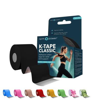RPM Power Kinesiology Tape (Classic) - Sports Tape Latex Free Water Resistant Tape for Muscles & Joints - Perfect for Sports Muscle Aches & Rehabilitation (Single Box Black) Single Box Black
