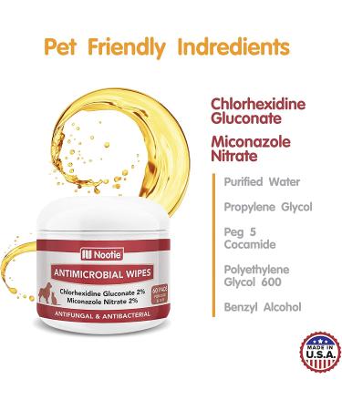Nootie Medicated Dog Wipes - Antifungal, Antimicrobial, Antibacterial - 2% Chlorhexidine & Micronazole - 60 Pads - Buy Online on GoSupps.com