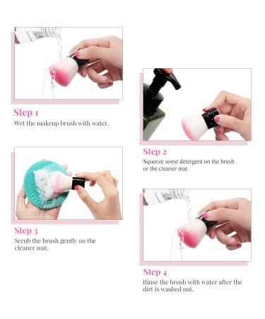 4 Pack Silicone Makeup Brush Cleaning Mat - Round Cosmetic Brush Cleaner Pad with Suction Cup (Green, Purple, Pink, Rose Red) - Buy Online on GoSupps.com