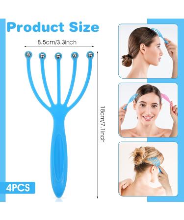 Head Massage Curb Aster Set - 4-Piece Portable Spider Device & Brush for Stress Relief - Deep Relaxation for Men & Women - Blue & Pink - Buy Online on GoSupps.com