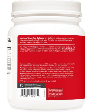 Ketologic Grass Fed Collagen Hydrolysate Powder (Vanilla) (1 LB) - 37 Servings 11 G Collagen Per Serving 10 G Protein Per Serving - Grass-fed Collagen Peptides - Buy Online on GoSupps.com