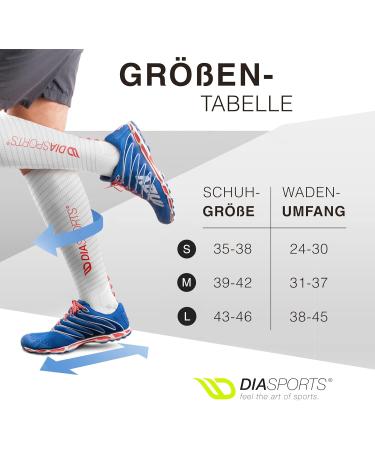 Diasports Runstars Compression Socks for Sports & Running - Premium Comfort for Marathon & Triathlon | Red/White - Men & Women - Size L - Buy Online on GoSupps.com