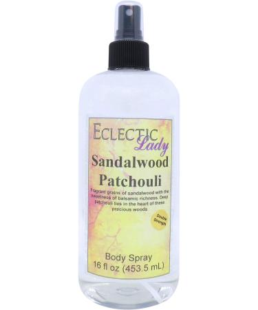 Sandalwood Patchouli Body Spray Body Mist for Women with Clean Light & Gentle Fragrance Long Lasting Perfume with Comforting Scent for Men & Women Cologne with Soft Subtle Aroma For Daily Use Double Strength 16 Fluid Ounces