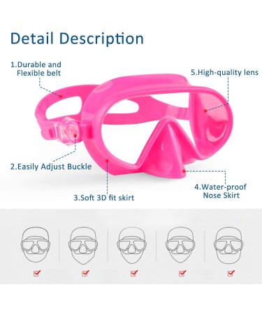 Fxexblin Swim Goggles with Nose Cover | Anti-Fog Lens, Leakproof Skirt | 180 Panoramic View Dive Mask for Kids - Pink - Buy Online on GoSupps.com