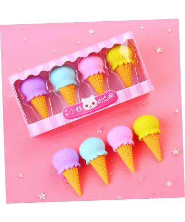  DIYEAH DIYEAH 12 Pieces Assemble Cone Ice Cream Eraser Erase Marker Eraser Novelty Fun Pink Erasable Kids Food Erasers Jigsaw Eraser for Kids Lovely Gourmet Fruit Poppers Eraser - Buy Online on GoSupps.com