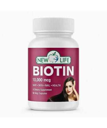New Life Biotin 10 000mg Hair Support 60 Veg Capsules 60 Capsules