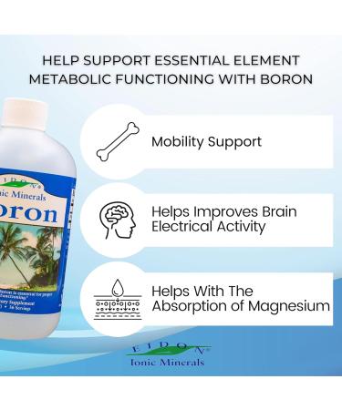 Eidon Liquid Boron Drops - Ionic Mineral Boron Supplement Essential Element to Support Brain Health Bioavailable No Preservatives or Additives - 18 oz 18 Fl Oz (Pack of 1) - Buy Online on GoSupps.com