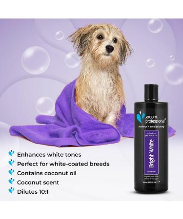 GROOM PROFESSIONAL Bright White Dog Shampoo - 4L - Deep Cleansing & Whitening Formula - Buy Online on GoSupps.com
