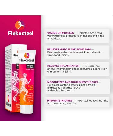 Flekosteel Warming Body Balm 2 x (1.7 oz / 50 ml) + 2 TUBE Flexoren | Original Russian Product with Hologram | Fresh Stock - Buy Online on GoSupps.com
