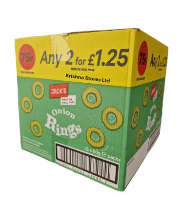 Jack's Onion Rings 18 bags - 60g each Exclusively sold by Krishna Stores Ltd - Buy Online on GoSupps.com