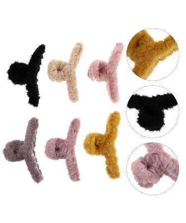 Heallily 6Pcs Plush Hair Grip Clips - French Design Jaw Clips for Women | Perfect for Half Up Styles & Holiday Sock Filling - Buy Online on GoSupps.com