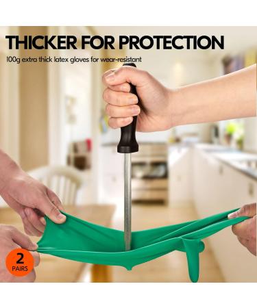 Buy VGO 2 Pairs Reusable Kitchen Gloves - XL Long Arm Multifunctional for Household Cleaning & Dishwashing (Green HH4601P1) - International Shipping Available - Buy Online on GoSupps.com