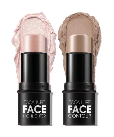 ANGLICOLOR 2 Pcs Contour Stick Bronzer Stick Highlight Stick Highlighting Stick Long Lasting Makeup Face Brightens & Shades Wand Lightweight Highlight Bronzer Makeup for Face Cheek (Fair #05#09) 0509