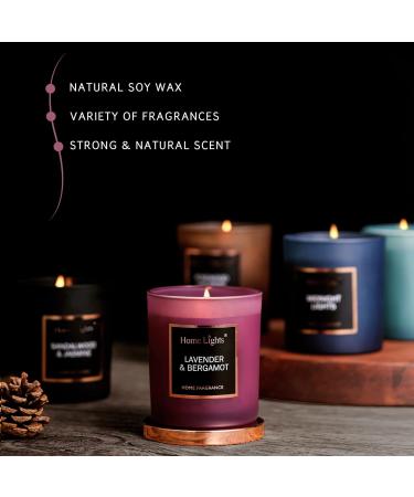 Scented Soy Candles - 35 Hour Burn Time | Natural Wax Home Fragrance Gift for Men & Women | Lavender & Bergamot - Buy Online on GoSupps.com