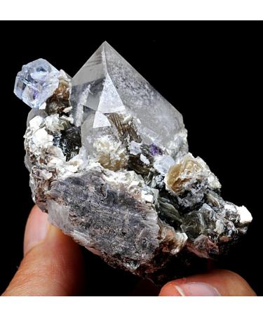 95.5g Natural Clear Purple Cube Fluorite Quartz Crystal Mica Specimen JZIGTDEM - Buy Online on GoSupps.com