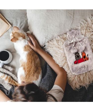 Bigging Design Cats Heat Bottle - 2L Soft Plush Cover for Kids & Adults | Knitted Hot Water Bottle for Back & Abdominal Pain Relief - Gray - Buy Online on GoSupps.com