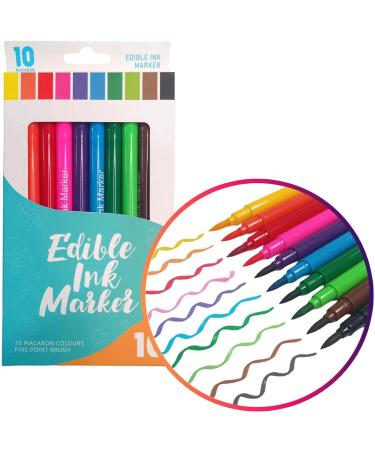 10 Colors Food Coloring Markers Edible Pens Edible Markers for Cookie Decorating Double Sided Available Fine and Thick Tip Food Grade Pens Edible Markers for Fondant Cakes Desserts - Buy Online on GoSupps.com